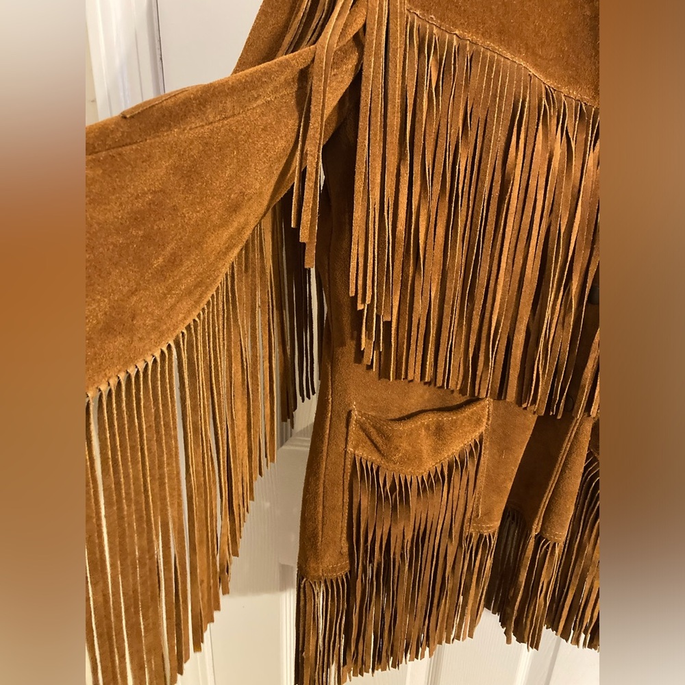 Jo O Kay Vintage Leather Fringed Jacket Coat Unisex Bohemian Western - Picture 2 of 16